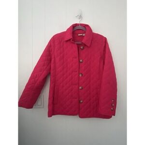 Chico's Quilted Button Jacket Women's  sz 1 (Medium 8/10) Hot Pink